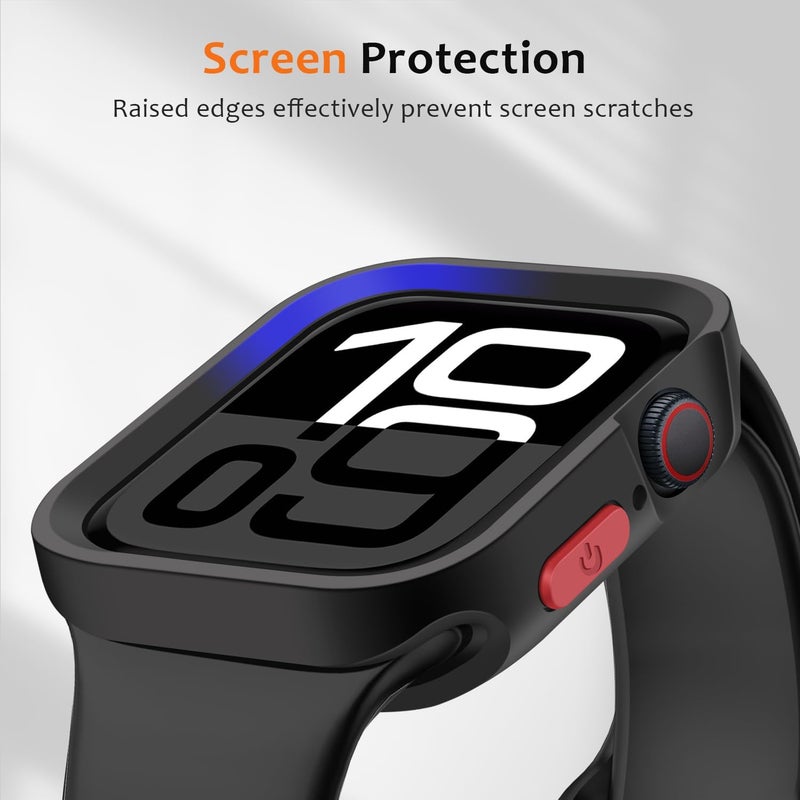 ZZDZZ Rugged Case Compatible with Apple Watch Case 46mm Series 11/10, Soft Flexible TPU Shockproof Protective Bumper Cover for iWatch 46mm, Black - Image 2